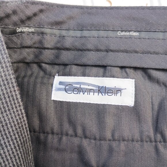 CALVIN KLEIN Dress Pants Mens 38 x 32 Gray and Black Houndstooth Classic Slacks - Picture 6 of 11